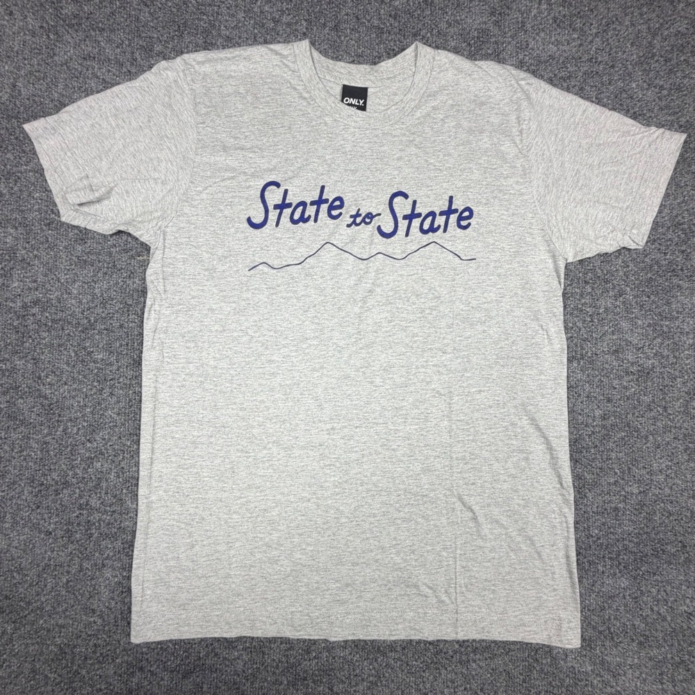 Only NY State to State Graphic T-Shirt Mens Large Gray Heather USA Made Cotton